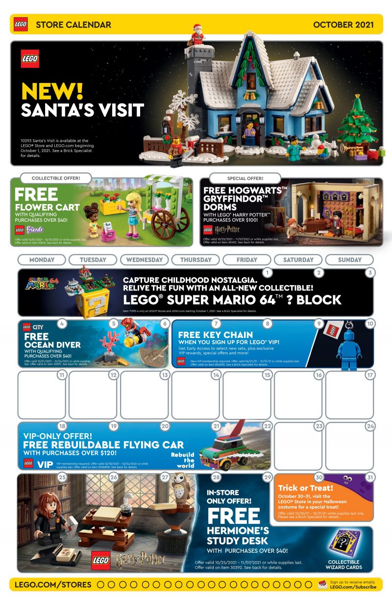 US LEGO Store Calendar for October 2021 is here! The Brick Post!