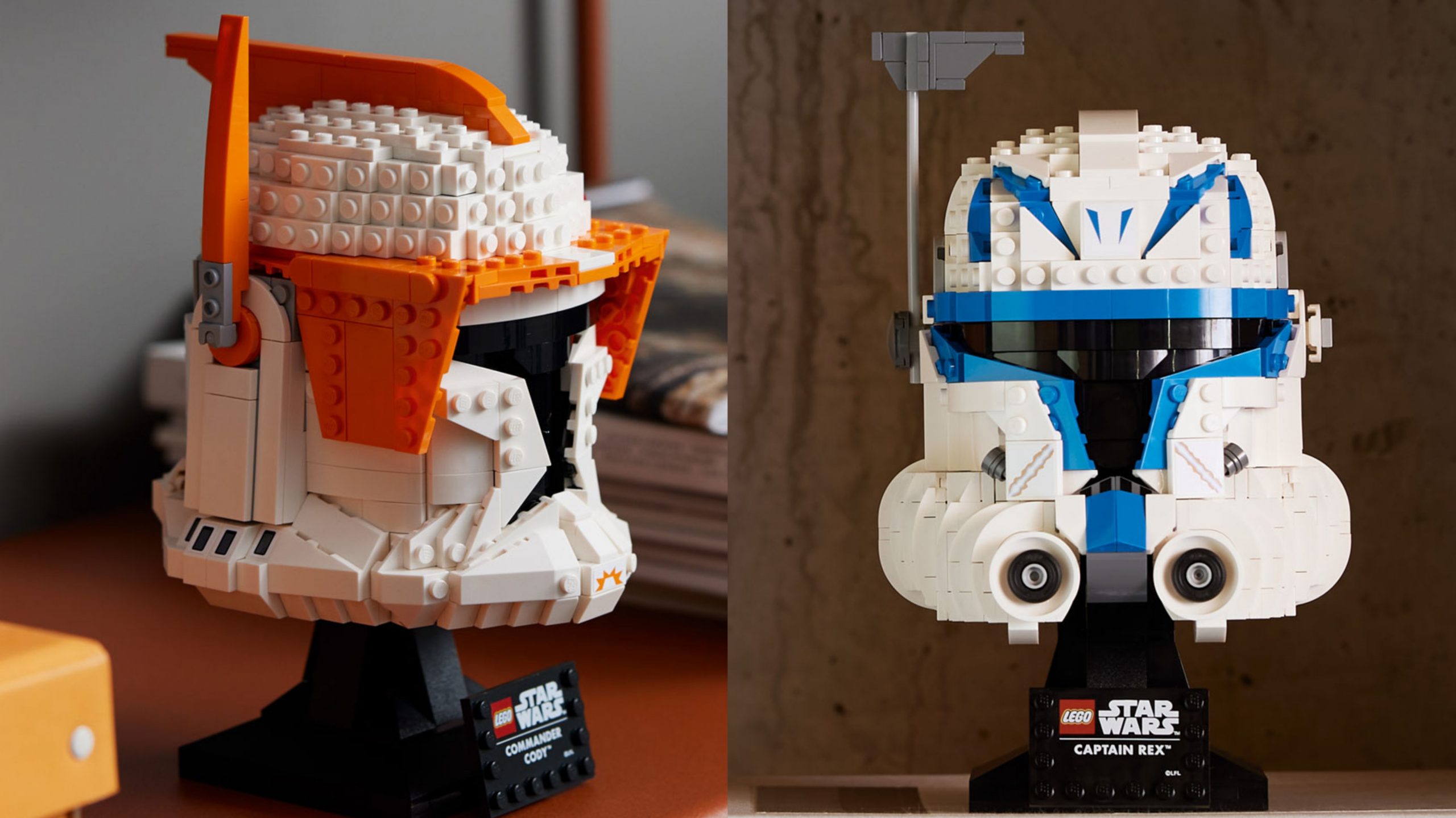 LEGO Star Wars Captain Rex Helmet (75349) & Clone Commander Cody Helmet ...