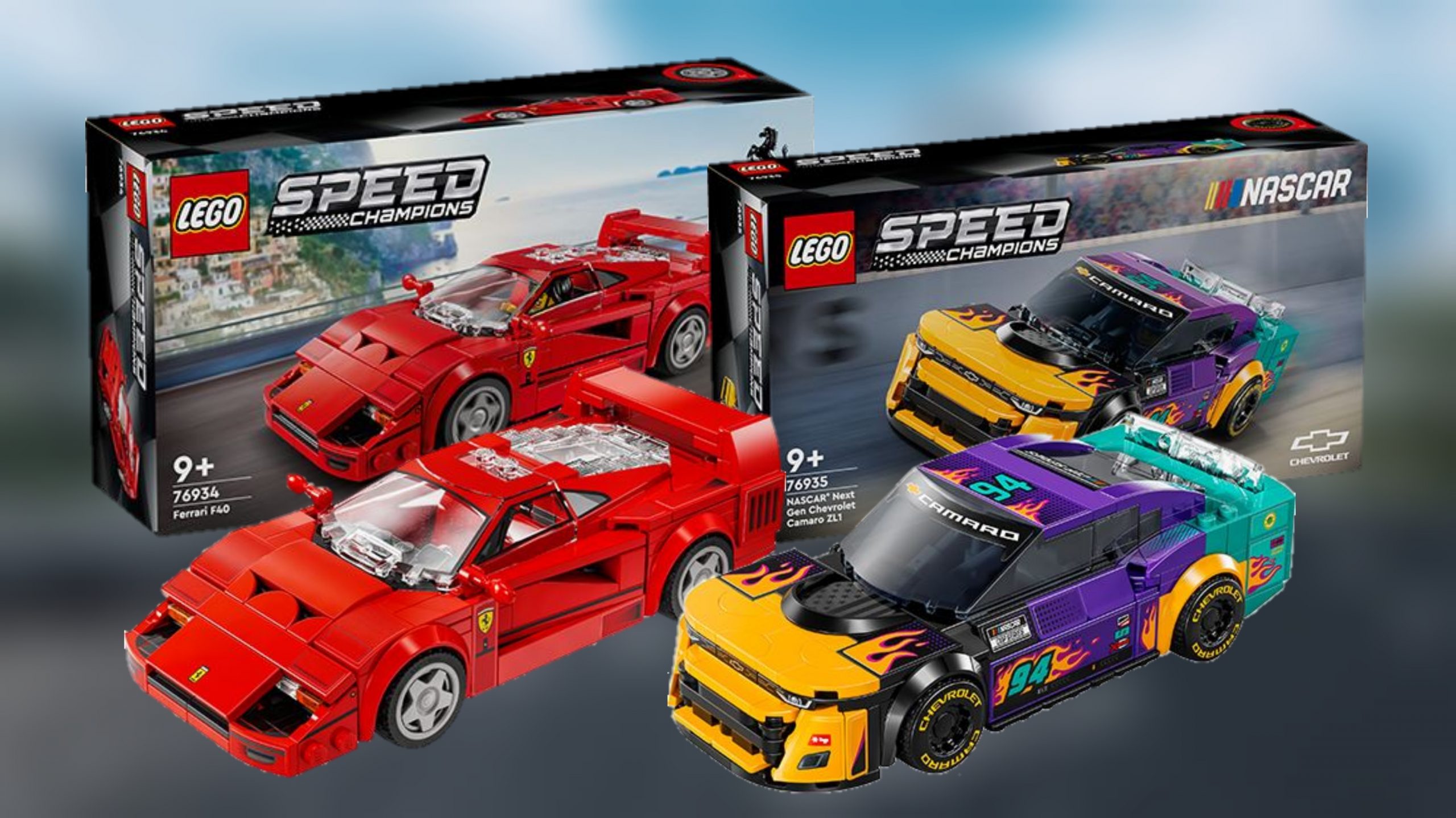 LEGO Speed Champions Ferrari F40 (76934) and NASCAR Next Gen Chevrolet ...